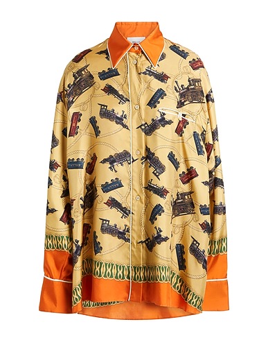BALLY Patterned shirts & blouses Mustard 100% Silk, Mother-of-pearl