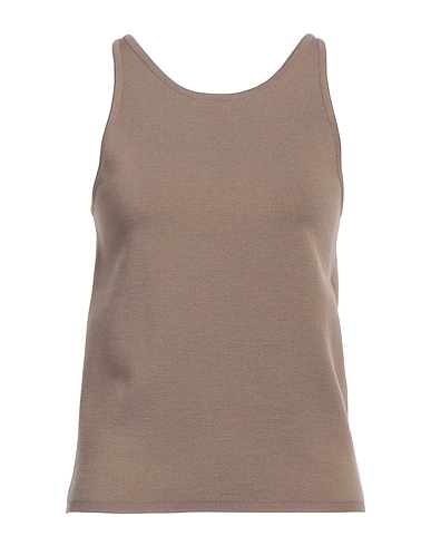 MAX MARA Tank top Khaki 79% Virgin Wool, 19% Polyamide, 2% Elastane