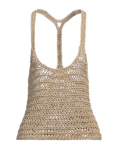 ALBERTA FERRETTI Top Khaki 100% Linen
