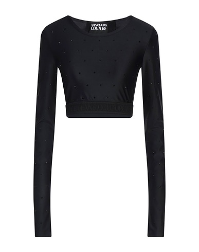 VERSACE JEANS COUTURE Top Black 80% Polyester, 20% Elastane
