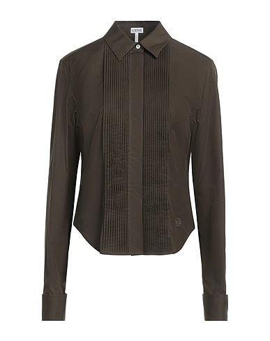 LOEWE Solid color shirts & blouses Military green 100% Cotton