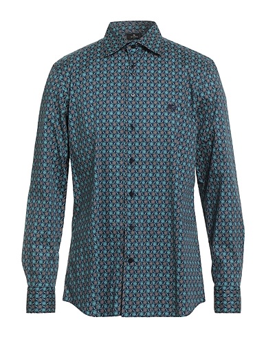 ETRO Hemd mit Muster Nachtblau 97% Baumwolle, 3% Elastan