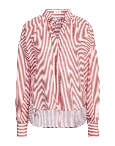 BRUNELLO CUCINELLI ストライプ柄シャツ レッド コットン 66% / シルク 26% / ナイロン 4% / ポリエステル 4% / エコブラス