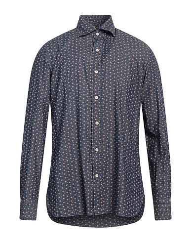 LUIGI BORRELLI NAPOLI Patterned shirt Midnight blue 100% Cotton