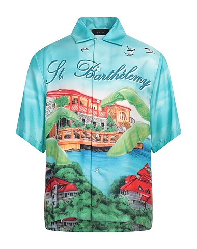AMIRI Patterned shirt Sky blue 100% Silk