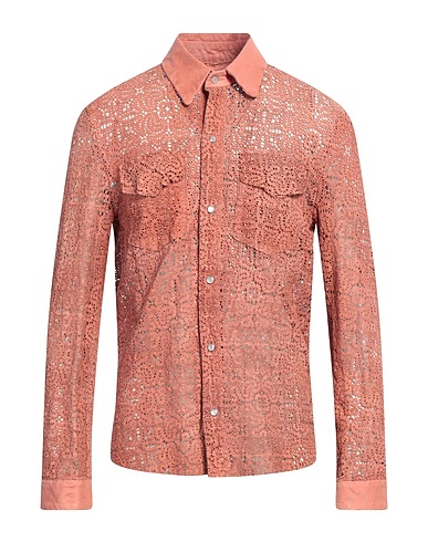 SALVATORE SANTORO Solid color shirt Salmon pink Ovine leather