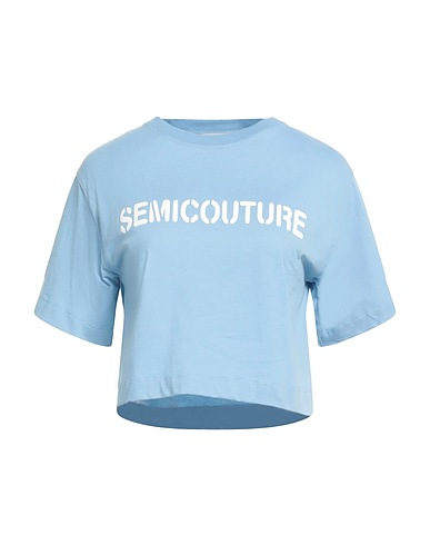 SEMICOUTURE 크롭 탑 라이트 블루 100% 코튼