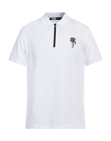 KARL LAGERFELD Polo shirt White 95% Cotton, 5% Elastane