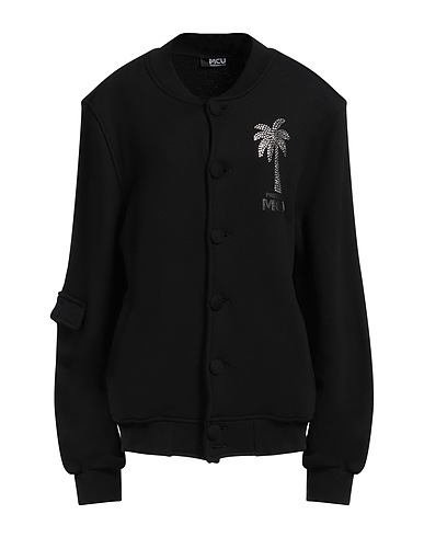 M.C.U. MARCO CASSESE UNION Sweatshirt Black 100% Cotton, Swarovski® Crystal