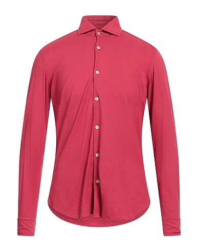 TINTORIA MATTEI 954 Solid color shirt Brick 100% Cotton