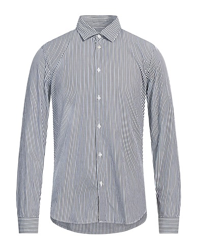 MANUEL RITZ Striped shirt Midnight blue 100% Cotton