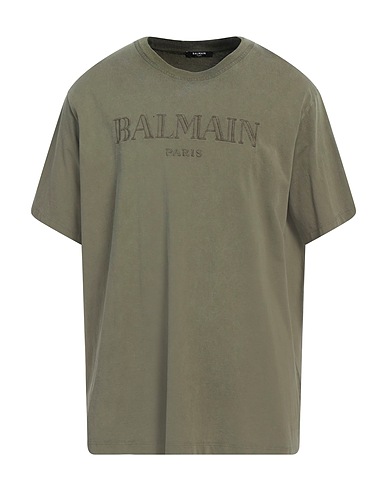 BALMAIN T-shirt Verde militare 100% Cotone