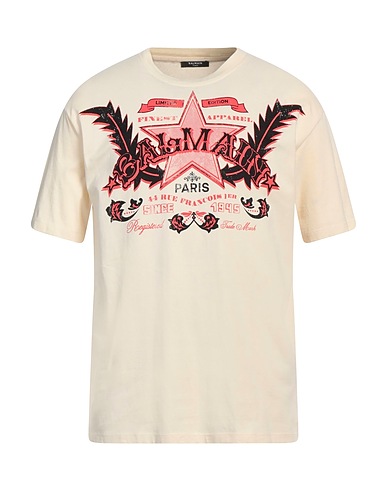 BALMAIN T-shirt Cream 100% Cotton