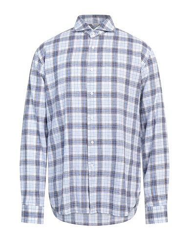 DEL SIENA Checked shirt White 55% Linen, 45% Cotton