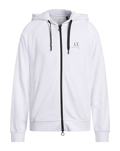 ARMANI EXCHANGE Hooded track jacket  White 100% Cotton, Elastane
