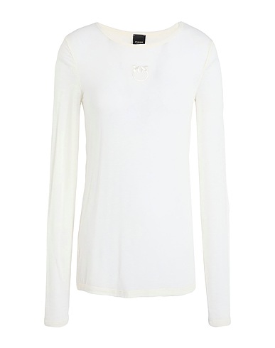 PINKO Basic T-shirt Cream 66% Viscose, 19% Polyamide, 9% Cashmere, 6% Elastane