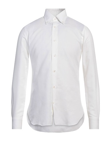 BARBA Napoli Solid color shirt White 58% Cotton, 42% Linen