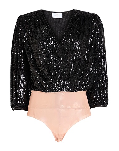 NENETTE TOPWEAR Nero 100% Poliestere, Elastan