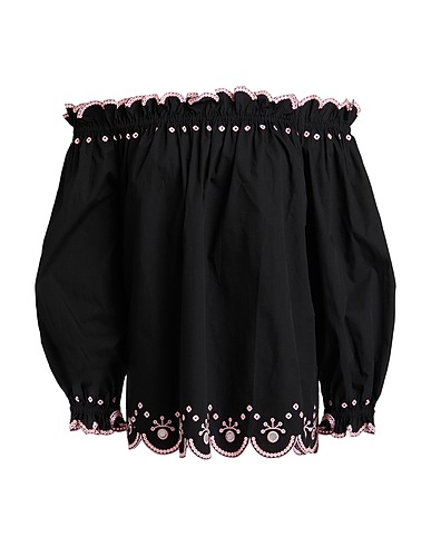 SALONI Off-the-shoulder top Black 100% Cotton