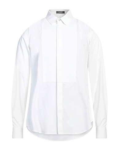 VERSACE Solid colour shirt White 100% Cotton