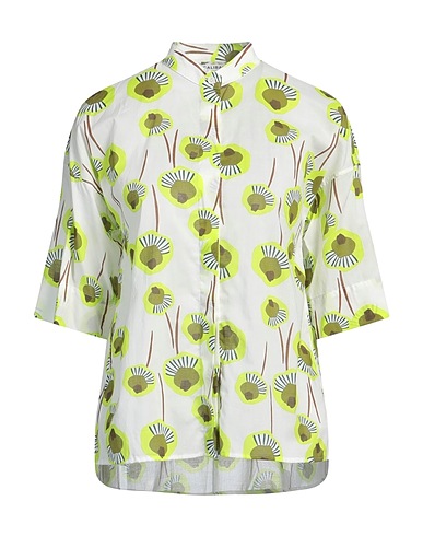 CALIBAN Floral shirts & blouses Lime green 97% Cotton, 3% Elastane