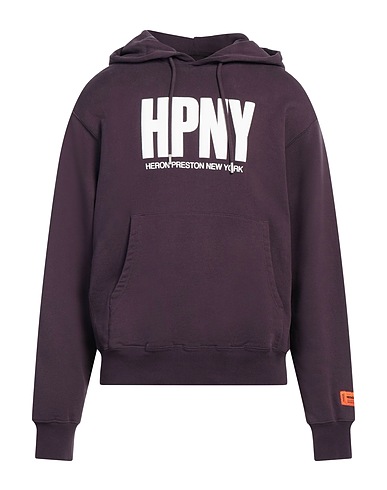 HERON PRESTON Hooded track jacket  Plum 100% Cotton, Elastane, Polyester