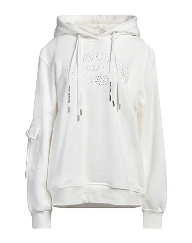 M.C.U. MARCO CASSESE UNION Hooded track jacket  White 100% Cotton, Swarovski® Crystal