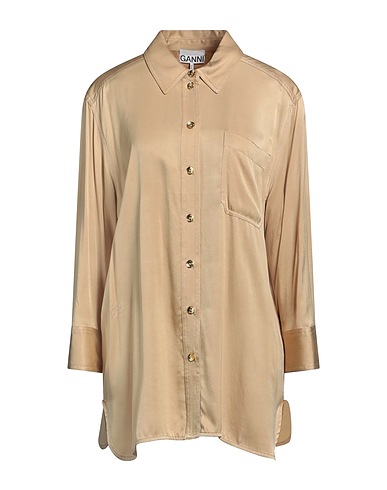 GANNI Solid colour shirts & blouses Beige 50% Viscose, 50% Cupro