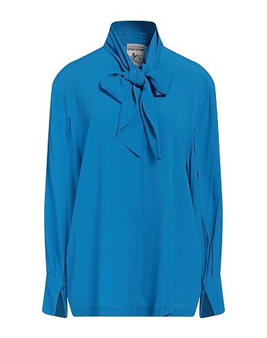 SEMICOUTURE Camicie e bluse tinta unita Azzurro 65% Acetato, 35% Seta