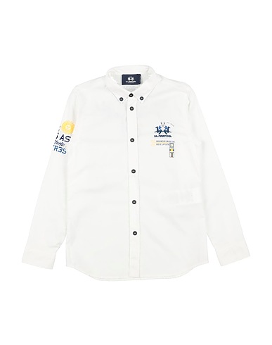LA MARTINA Patterned shirt White 97% Cotton, 3% Elastane