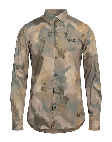 ARMANI EXCHANGE Patterned shirt Military green 97% Cotton, 3% Elastane