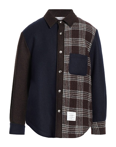 THOM BROWNE Checked shirt Navy blue 100% Wool