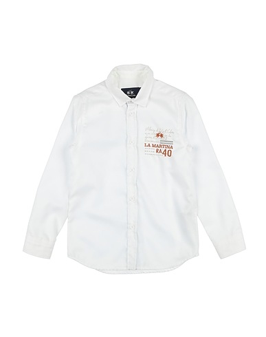 LA MARTINA Patterned shirt White 100% Cotton, Elastane