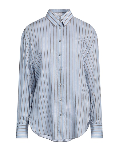 BRUNELLO CUCINELLI Striped shirt CARTA DA ZUCCHERO 73% Cotton, 25% Silk, 1% Polyamide, 1% Metallic Polyester, Ecobrass