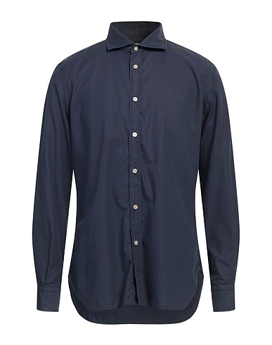 BOGLIOLI Solid color shirt Slate blue 100% Cotton