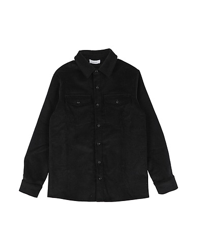 GAUDÌ Solid colour shirt Black 98% Cotton, 2% Elastane