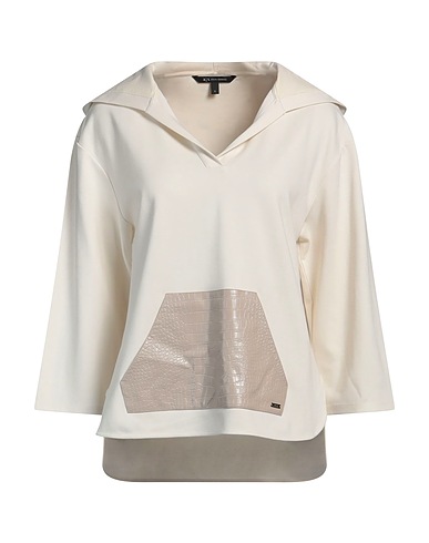 ARMANI EXCHANGE Hooded track jacket  Off white 61% Viscose, 34% Polyamide, 5% Elastane, Polyurethane