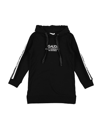 GAUDÌ Hooded track jacket  Black 95% Cotton, 5% Elastane