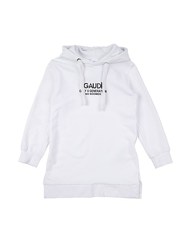 GAUDÌ Hooded track jacket  White 95% Cotton, 5% Elastane