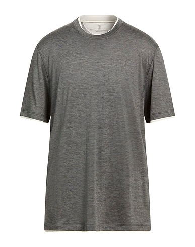 BRUNELLO CUCINELLI Basic T-shirt Charcoal 62% Silk, 38% Cotton