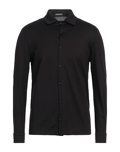 FRANZESE COLLECTION Solid colour shirt Black 100% Cotton