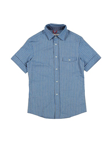 MYTHS Patterned shirt Light blue 100% Cotton
