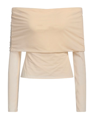 ROTATE BIRGER CHRISTENSEN Off-the-shoulder top Sand 100% Polyester
