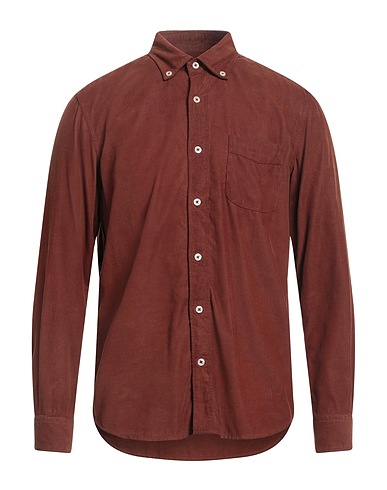 ALTEA Solid colour shirt Brown 100% Cotton