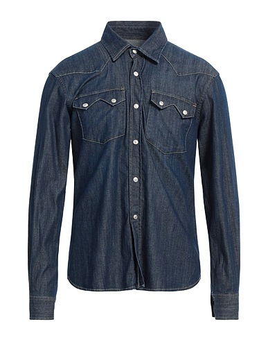 DEPARTMENT 5 Denim shirt Blue 98% Cotton, 2% Rubber