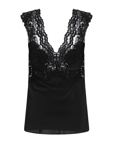 ERMANNO SCERVINO Silk top Black 100% Silk, Polyamide, Viscose, Cotton