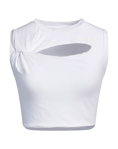 PINKO Crop top DENIM White 90% Cotton, 10% Elastane