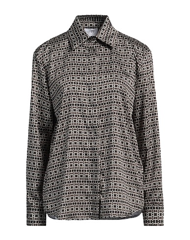 MVP WARDROBE Patterned shirts & blouses Dark brown 100% Polyester