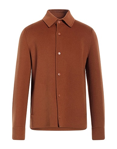 ALPHA STUDIO Solid colour shirt Tan 100% Wool