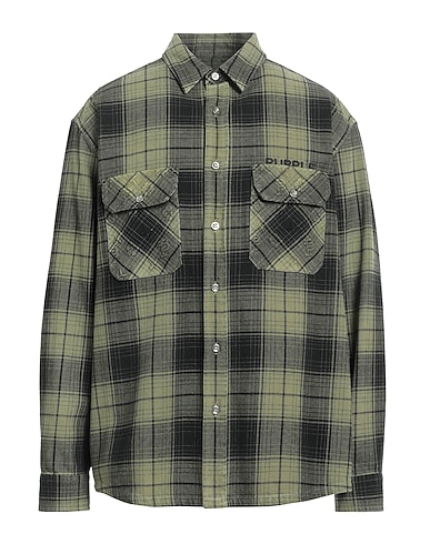 PURPLE Camicia a quadri Verde salvia 100% Cotone